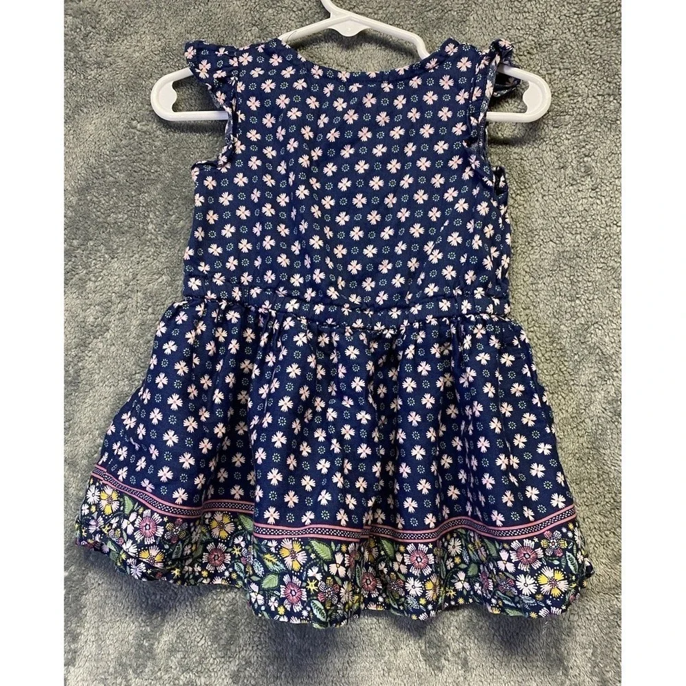 Carter's Baby Girl's Navy Blue Pink  Floral Cap Sleeve  Casual Dress 12months